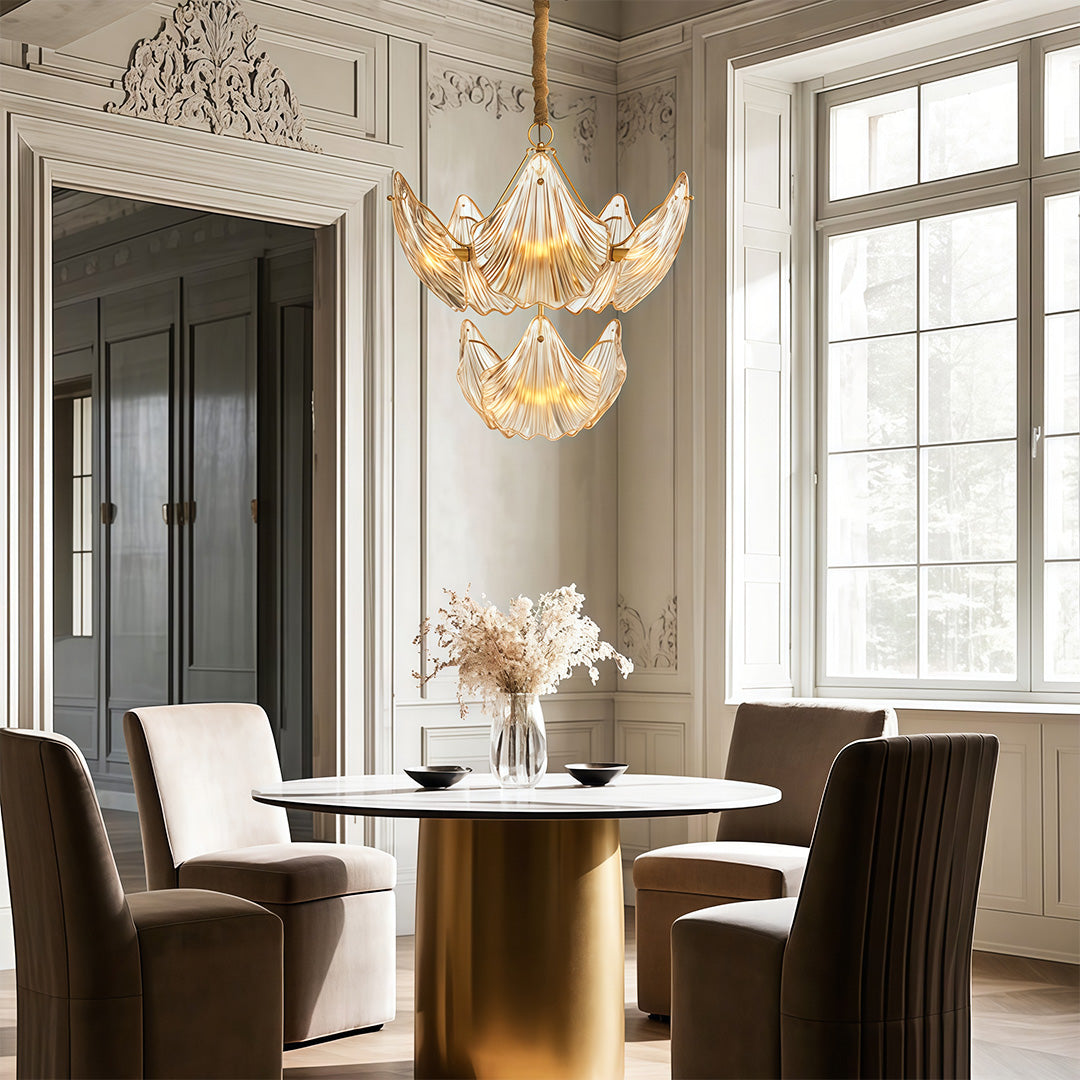 Luxury Copper Glass Chandelier Modern Large Pendant Light for Living Room