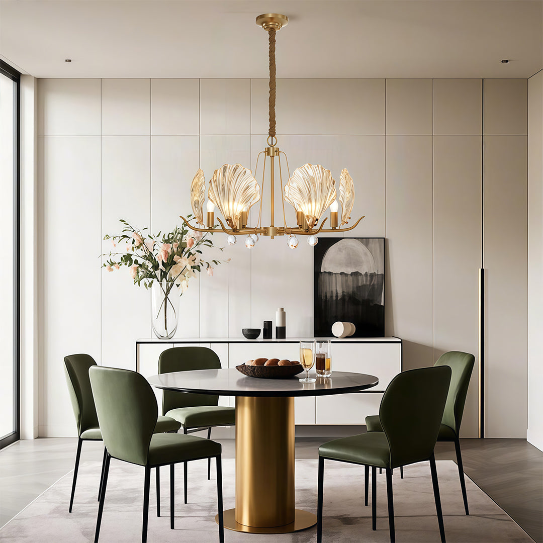 Modern Copper Shell Glass Chandelier for Dining Room and Living Room