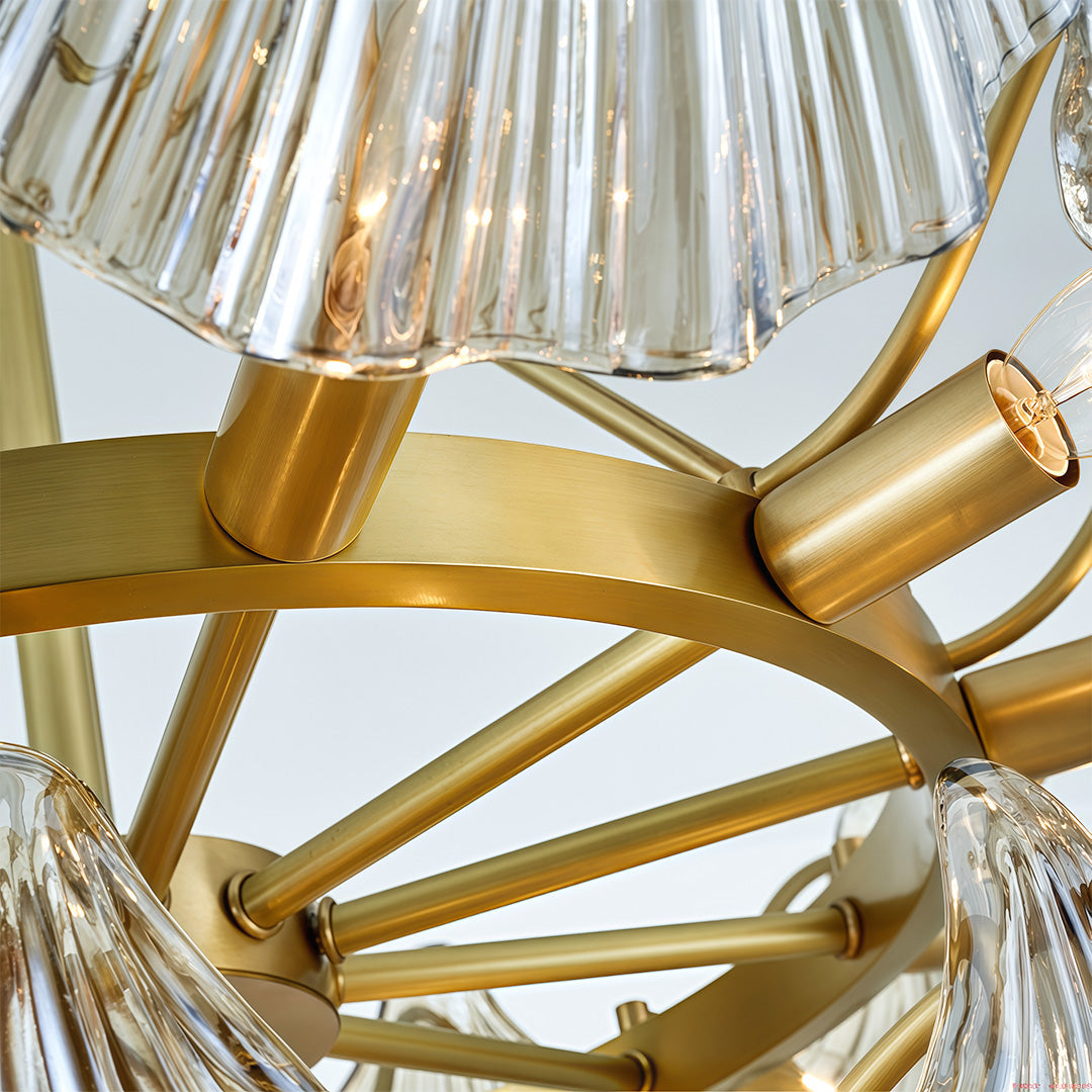 Luxury Copper Glass Chandelier Modern Large Pendant Light for Living Room