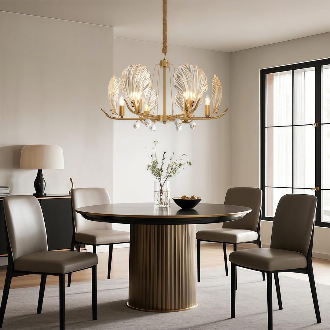 Modern Copper Shell Glass Chandelier for Dining Room and Living Room