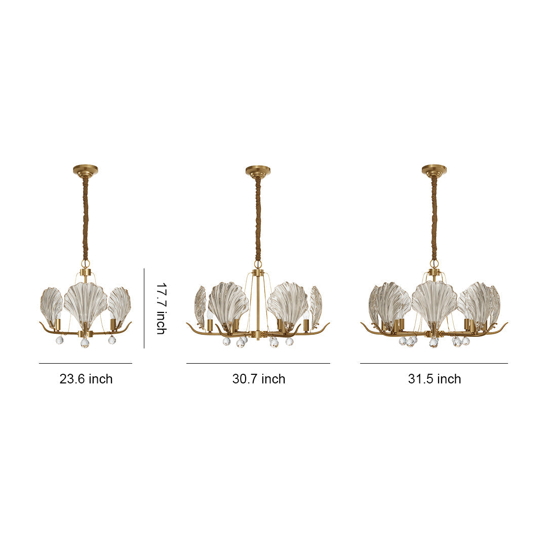 Modern Copper Shell Glass Chandelier for Dining Room and Living Room