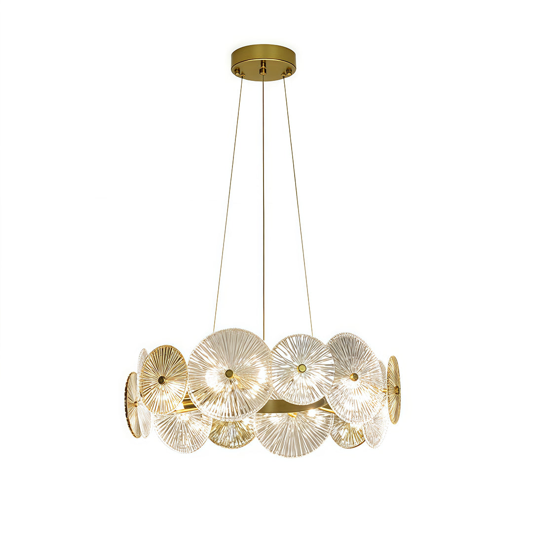 Silver Iron and Clear Glass Chandelier, Large Modern Pendant Light