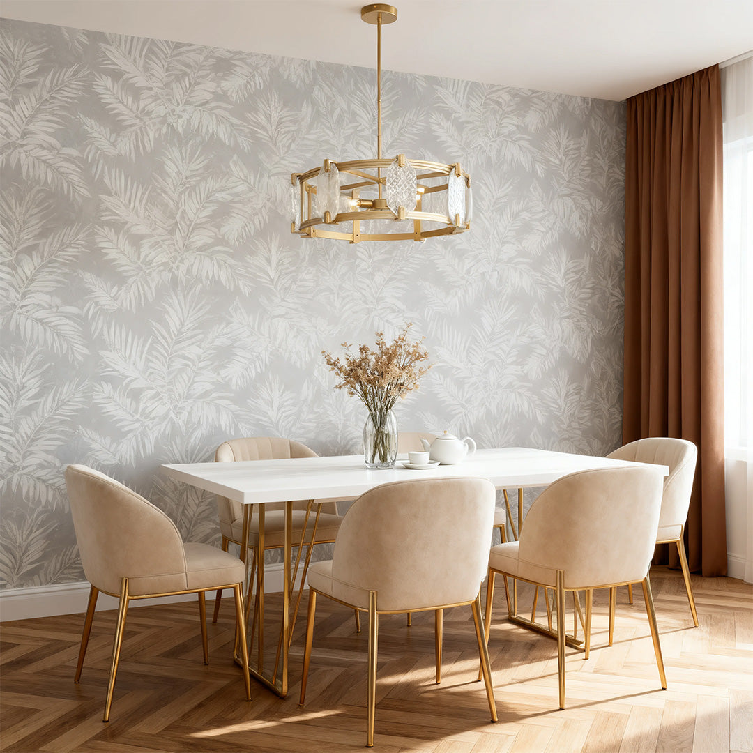 Aurelia Round Glass Chandelier in Polished Brass for Dining and Living Spaces
