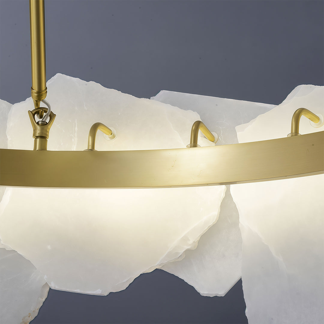 Cloud Stone Copper LED Chandelier — Modern Sculptural Pendant for Dining & Living Spaces