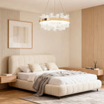 Crackled Glass LED Chandelier with Gold Stainless Steel Frame