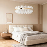 Crackled Glass LED Chandelier with Gold Stainless Steel Frame