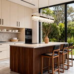Crackled Glass LED Chandelier with Gold Stainless Steel Frame