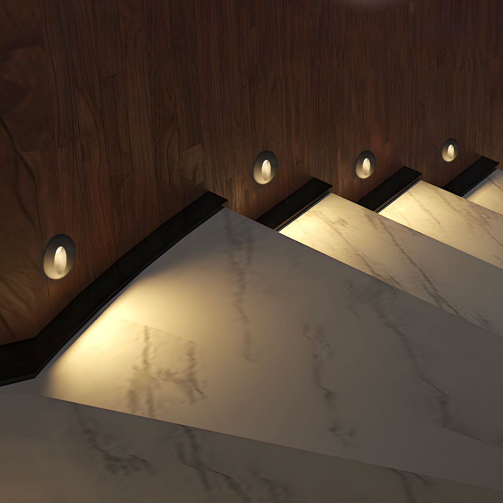 Recessed Oval LED Step Light in Die-Cast Aluminum, Waterproof Architectural Luminaire