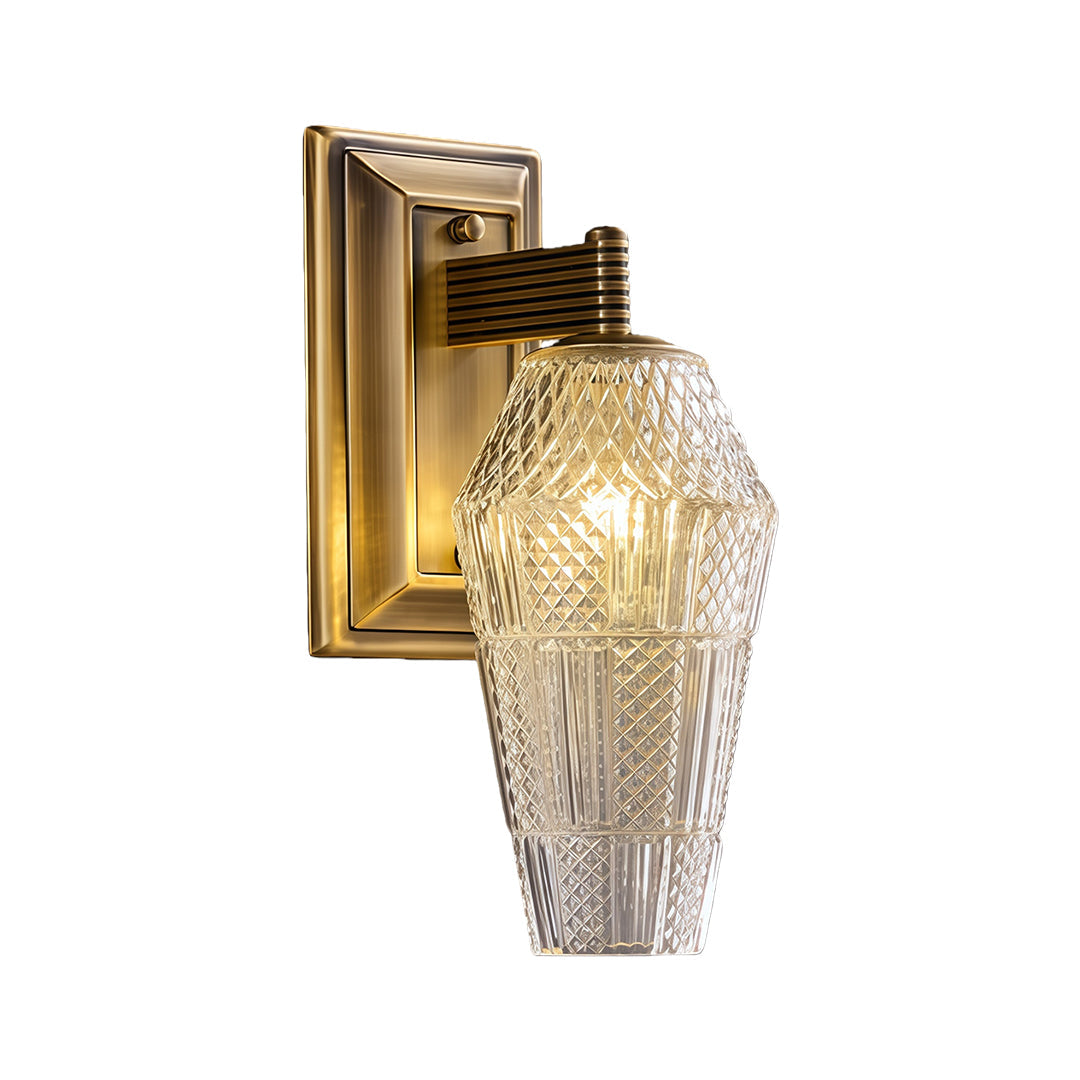 French Retro Brass LED Wall Sconce with Glass Shade for Elegant Interiors