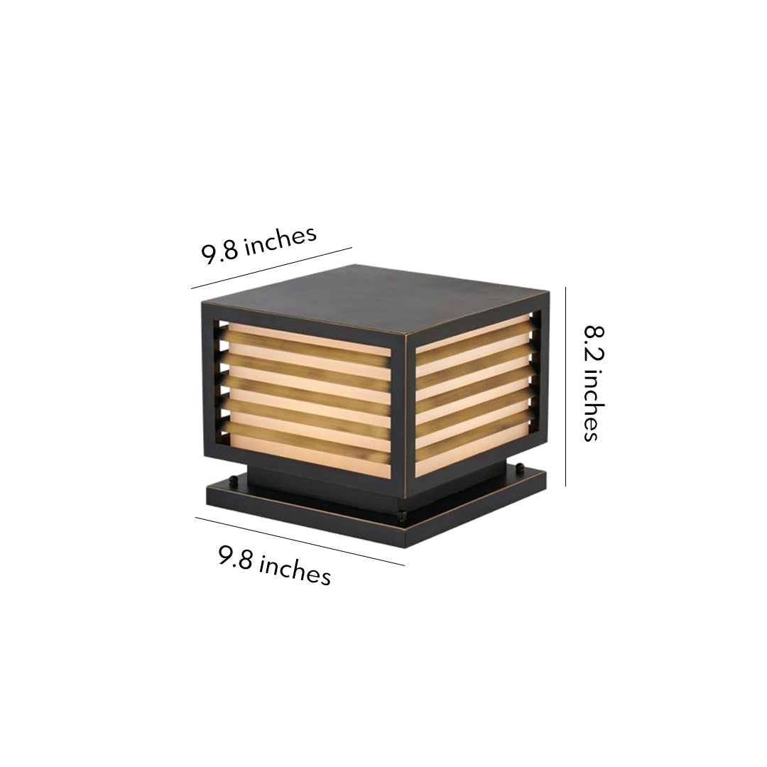 Modern Copper Pillar Light with Marble Shade for Outdoor Courtyards