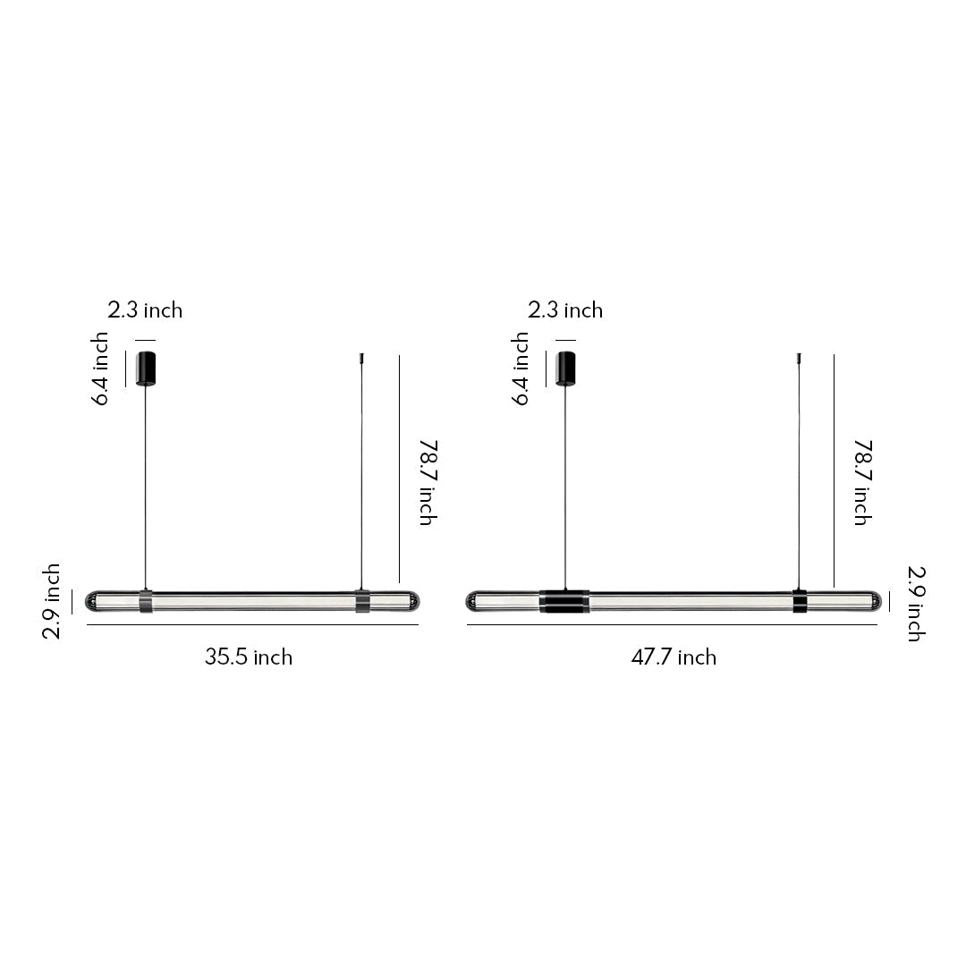 Luce Lineare Modern Italian Linear Suspension Light with Clear Glass