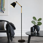 Modern Metallic Floor Lamp with Adjustable Arm for Living Room