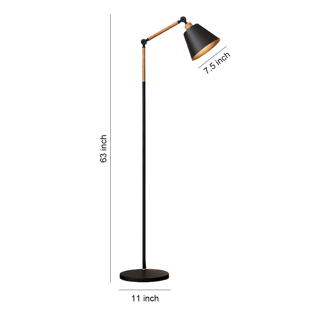 Modern Metallic Floor Lamp with Adjustable Arm for Living Room