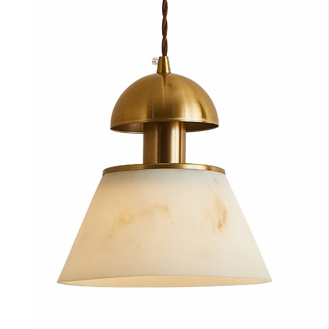 French Mid-Century Cloud Stone Pendant Light in Gold