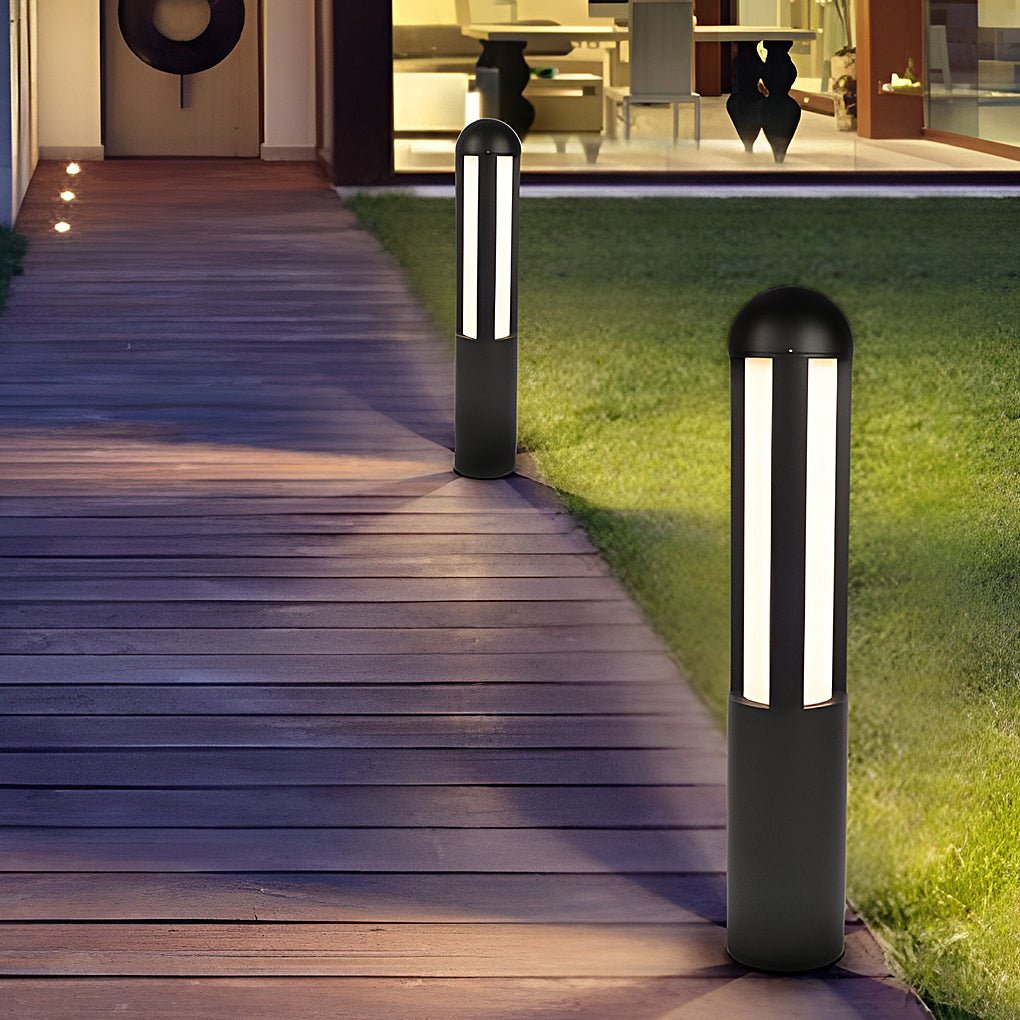 Cylindrical LED Bollard Pathway Lights in Minimalist Aluminum for Modern Outdoor Spaces