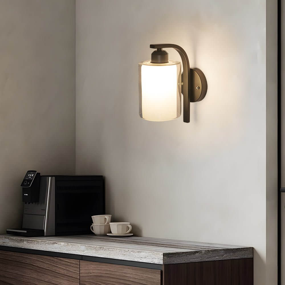 Cylindrical Glass Wall Sconce in Matte Black for Modern Interiors
