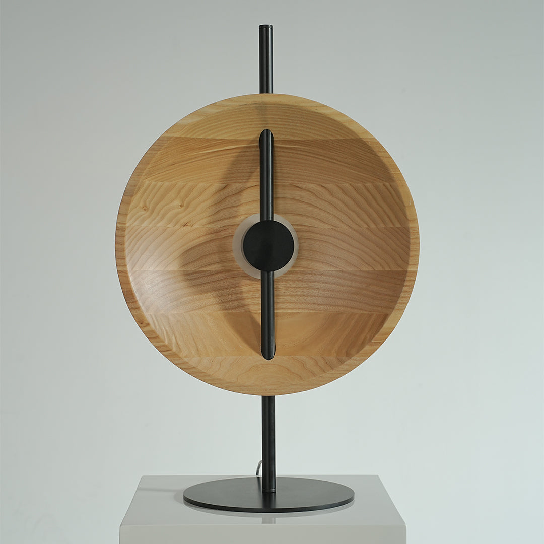 Modern Wood Table Lamp with Warm LED Light for Bedroom and Living Room