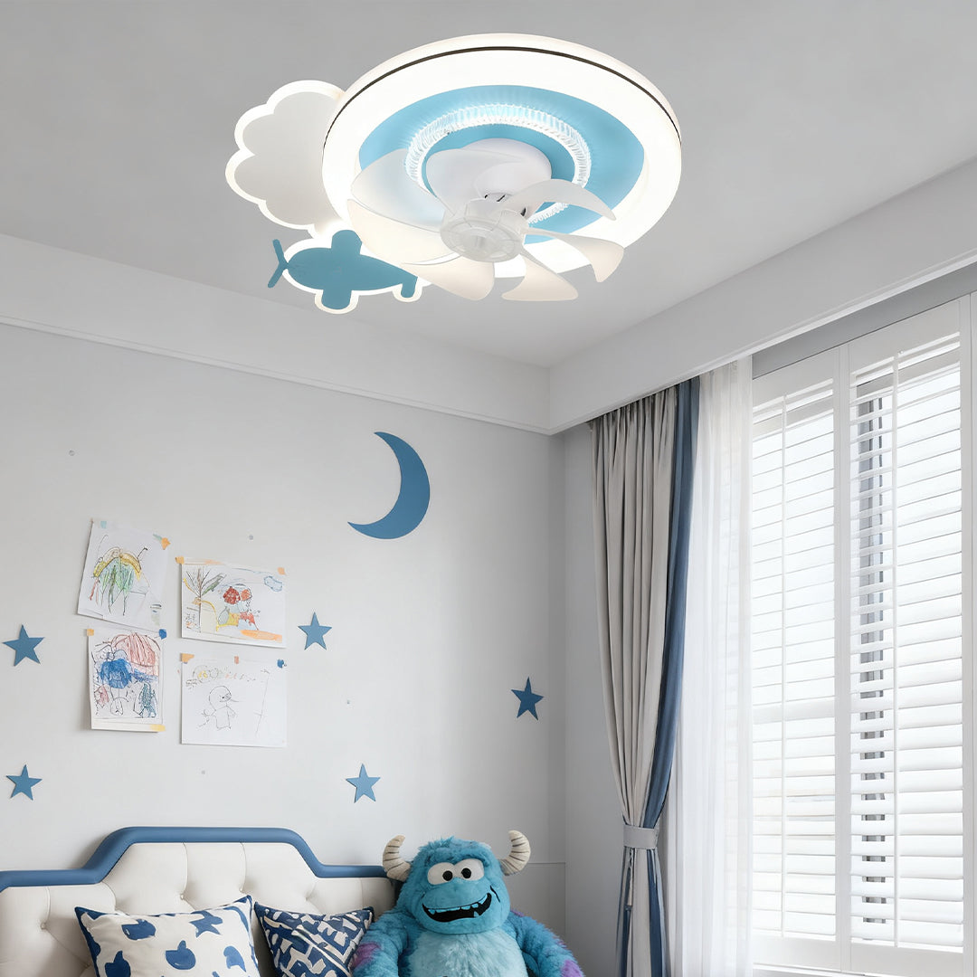 Aurora Sky Ceiling Fan with Dimmable LED Light for Kids' Rooms