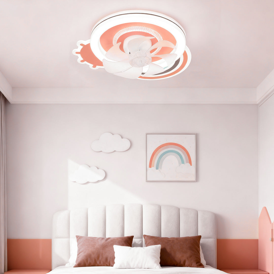 Petal Glow Ceiling Fan with Dimmable LED Light, Pink and White for Kids' Rooms