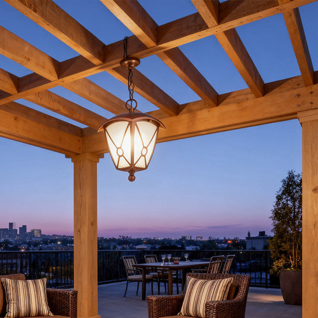 Black Aluminum LED Pendant Light with Clear Glass Shade for Outdoor Covered Patios