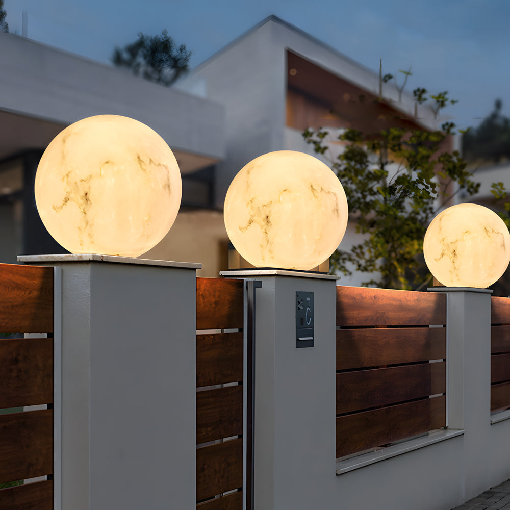 Lunar Glow Outdoor Pillar Light in Faux Marble, IP54 Waterproof