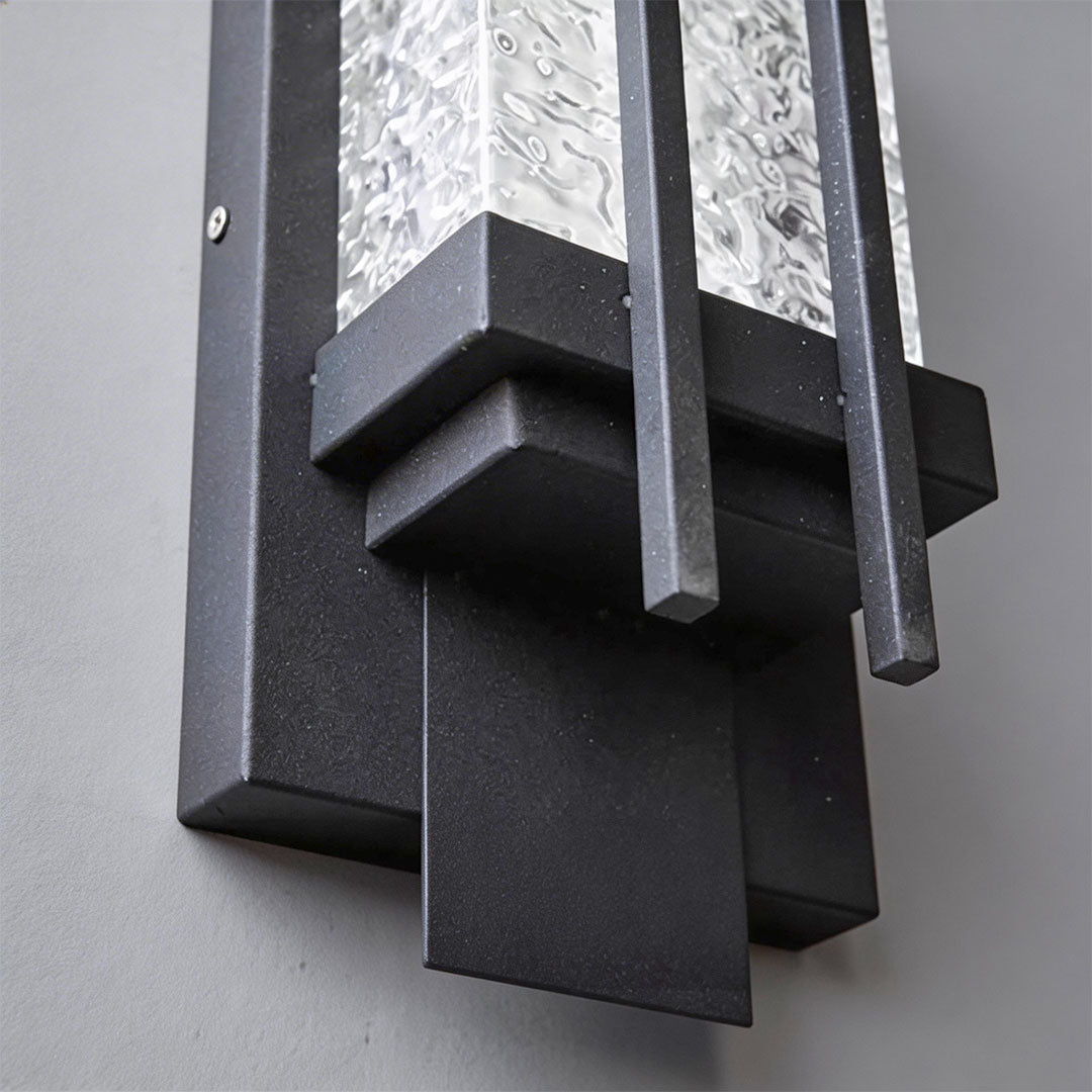 Modern Outdoor Wall Sconce in Black Stainless Steel with Warm LED Light