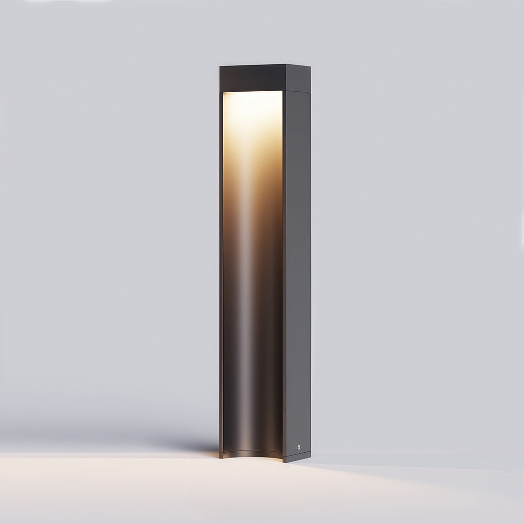 Minimalist Black Aluminum LED Bollard Path Light for Modern Landscapes