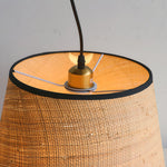 Wabi-Sabi Raffia Pendant Light with Fabric Shade, Natural Beige