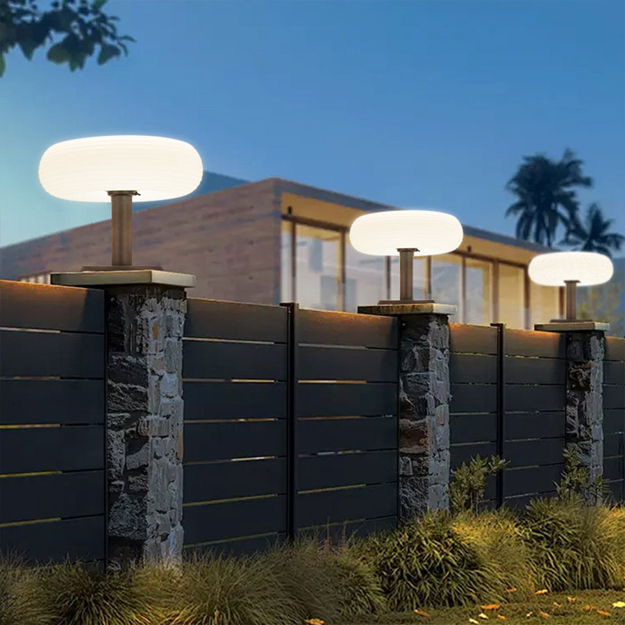 Modern Outdoor Solar Pillar Light with Wavy Shade, IP55 Waterproof