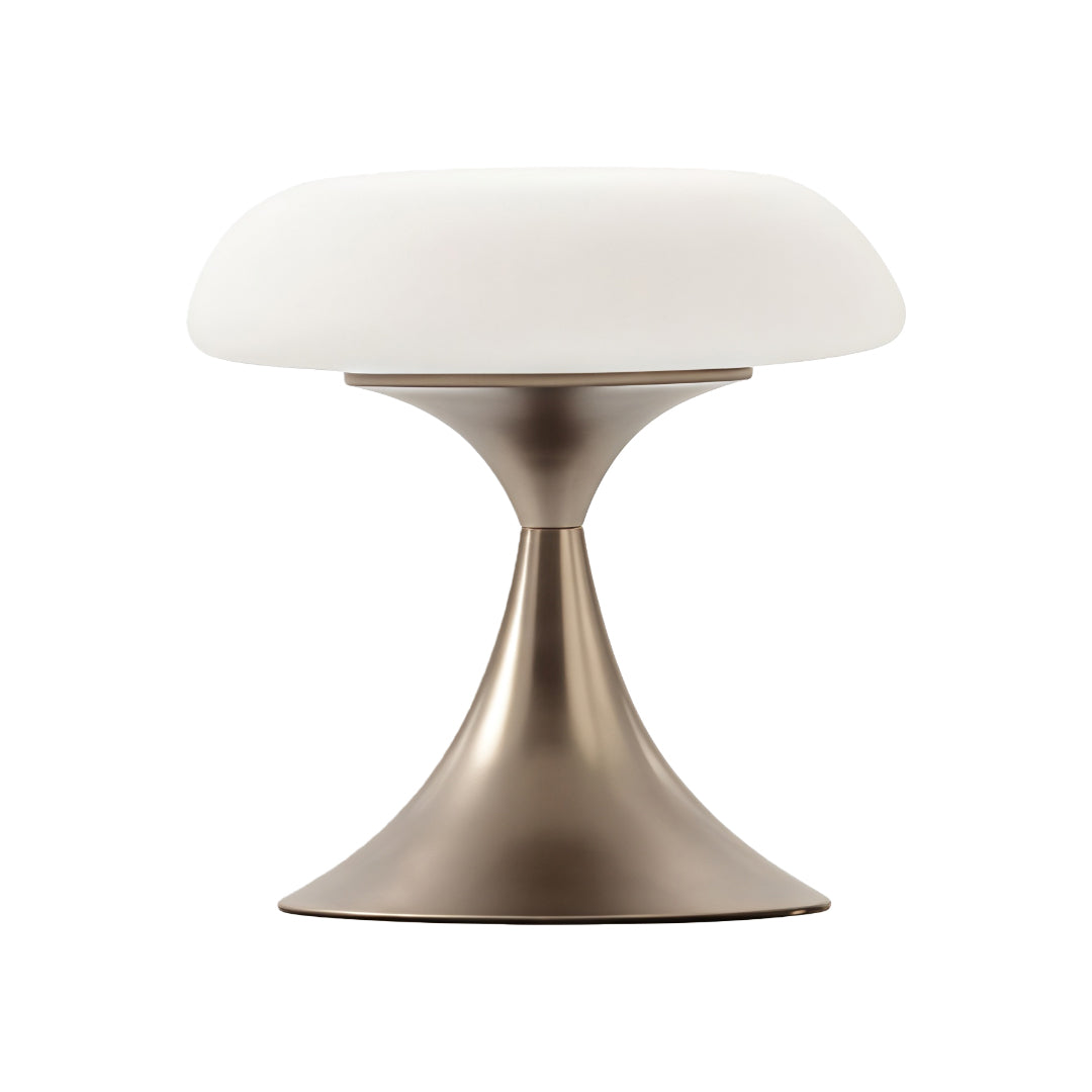 Mid-Century Modern Mushroom Table Lamp with Silver Iron Frame and LED Glow