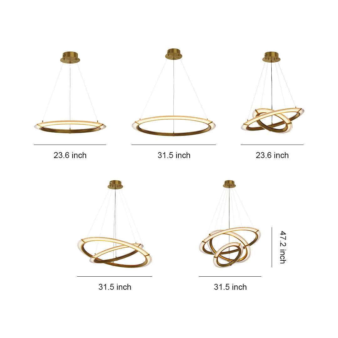 Aurelia Modern Round LED Chandelier – Designer Ceiling Light in Copper, Nickel, or Black