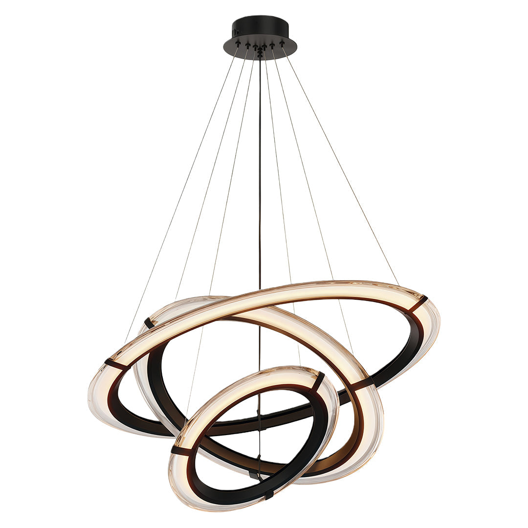 Aurelia Modern Round LED Chandelier – Designer Ceiling Light in Copper, Nickel, or Black