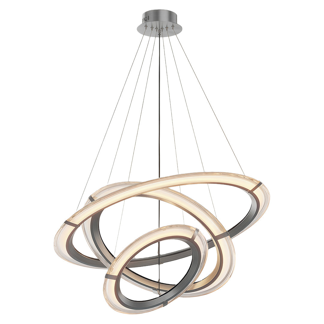 Aurelia Modern Round LED Chandelier – Designer Ceiling Light in Copper, Nickel, or Black
