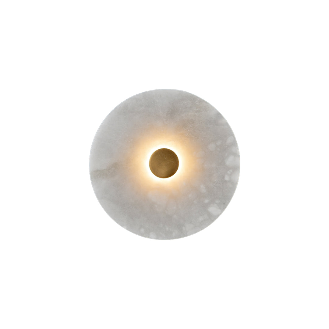 Round Marble Wall Sconce with Brass Accent – Modern Nordic LED Lighting