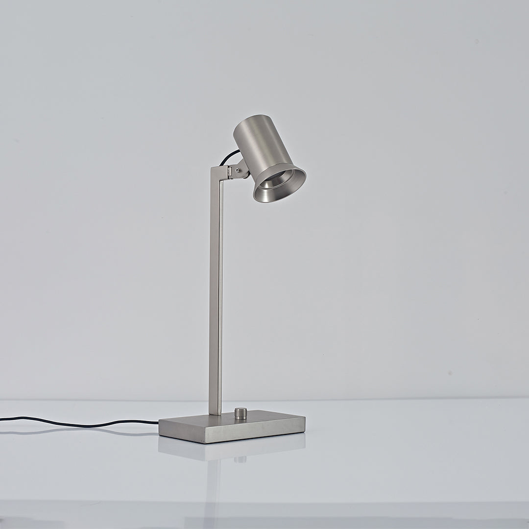 Swing Arm Desk Lamp in Brushed Nickel with Articulated Metal Arm