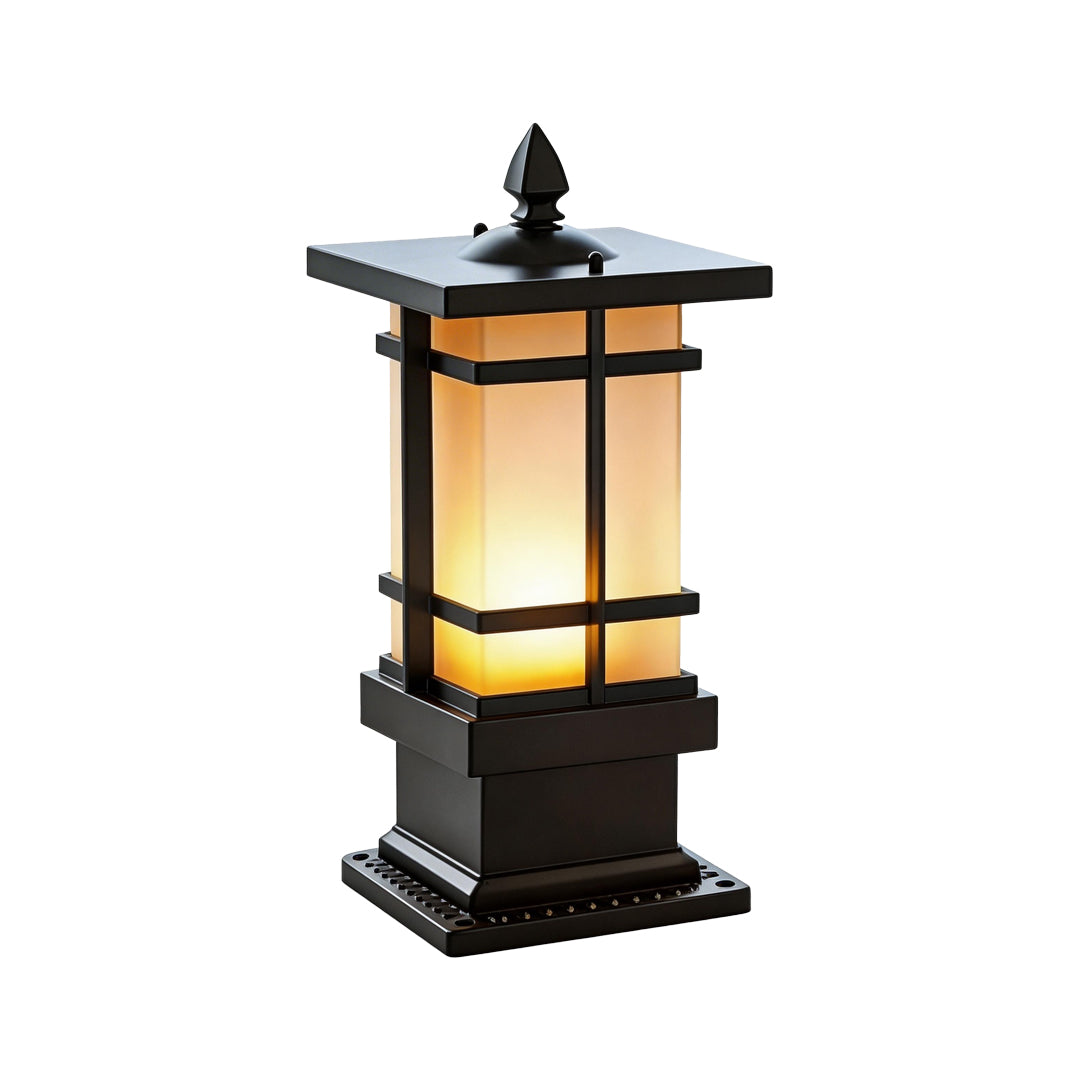 Pavilion Black Aluminum Outdoor Bollard Light with Warm LED