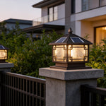 European Solar Pillar Lights for Garden, Waterproof Aluminum Fence Lamp