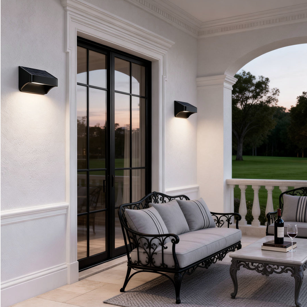 Minimalist Solar Outdoor Wall Sconce with Dusk-to-Dawn Sensor