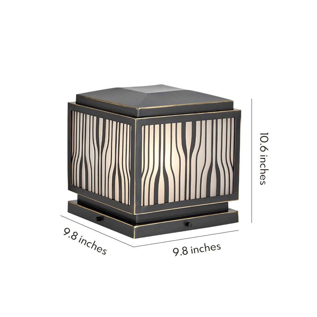 Modern Copper Pillar Lights with Textured Glass for Outdoor Spaces
