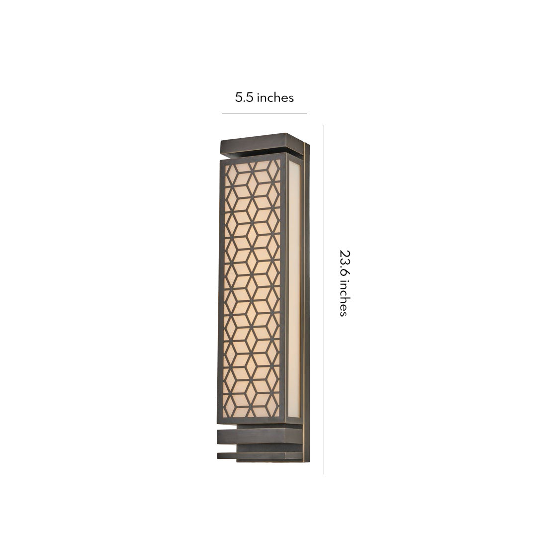 Luxury Outdoor Wall Sconce with Artificial Cloud Stone Shade in Black Copper Finish