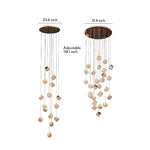 Crystal Staircase Chandelier with Gold Frame and Adjustable LED Lighting