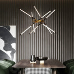 Linear Sputnik LED Chandelier with Remote Dimming in Gold and Black