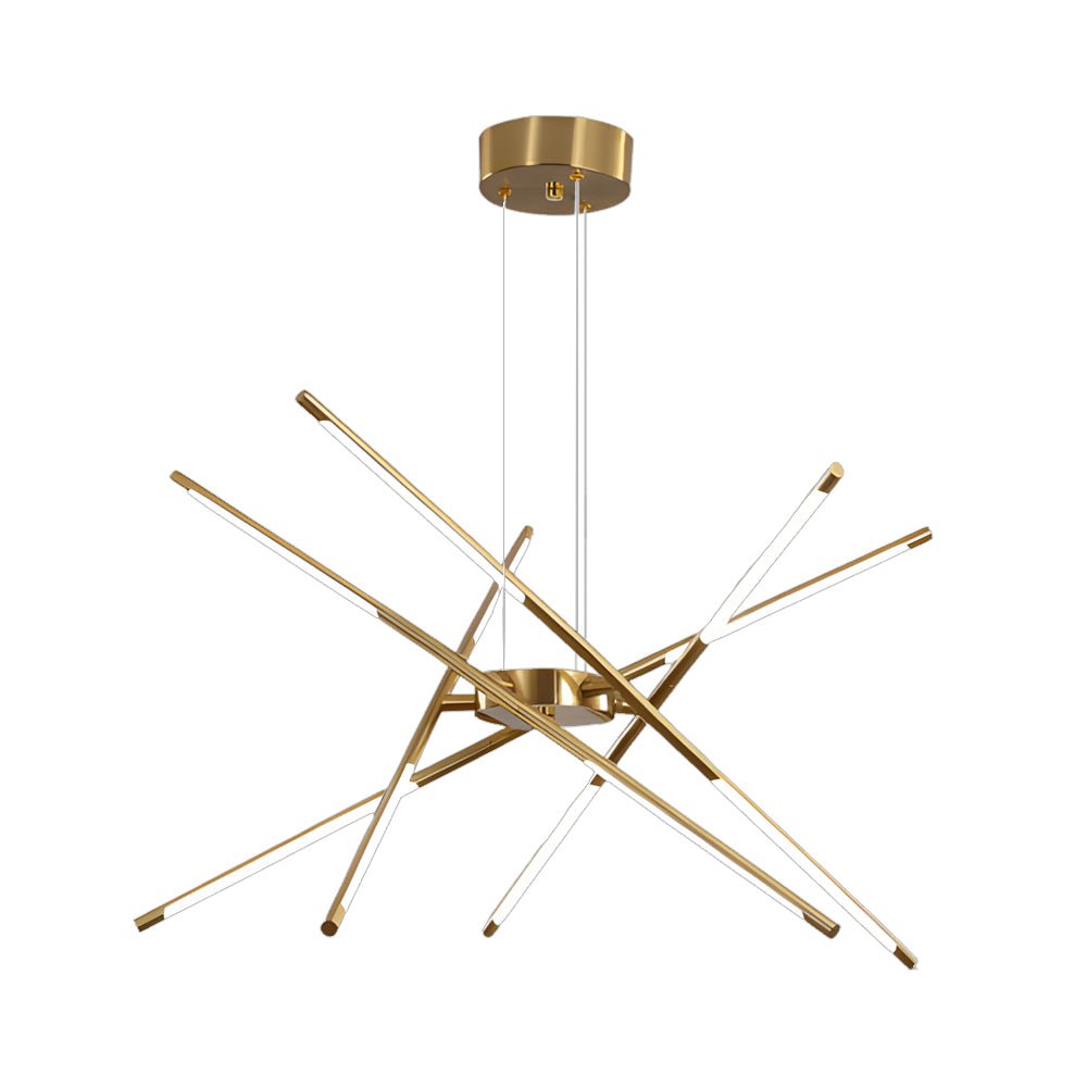 Linear Sputnik LED Chandelier with Remote Dimming in Gold and Black