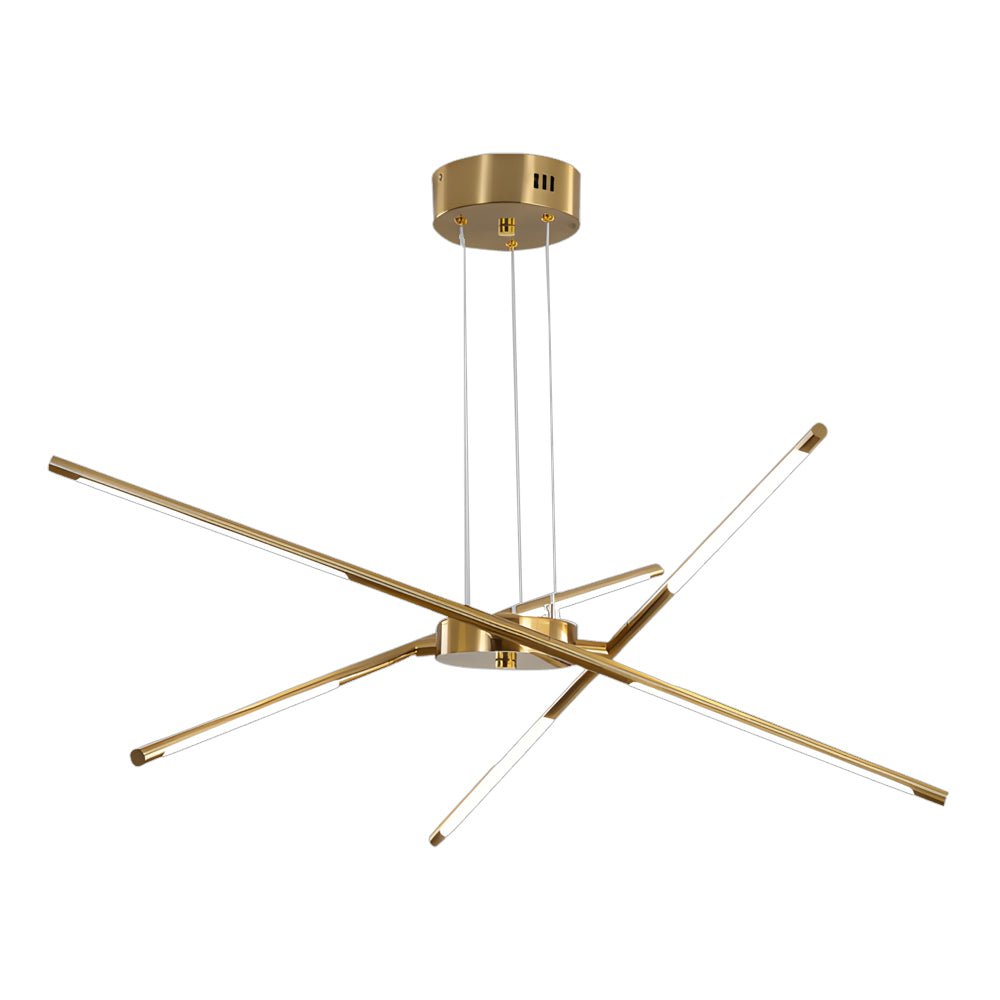 Linear Sputnik LED Chandelier with Remote Dimming in Gold and Black