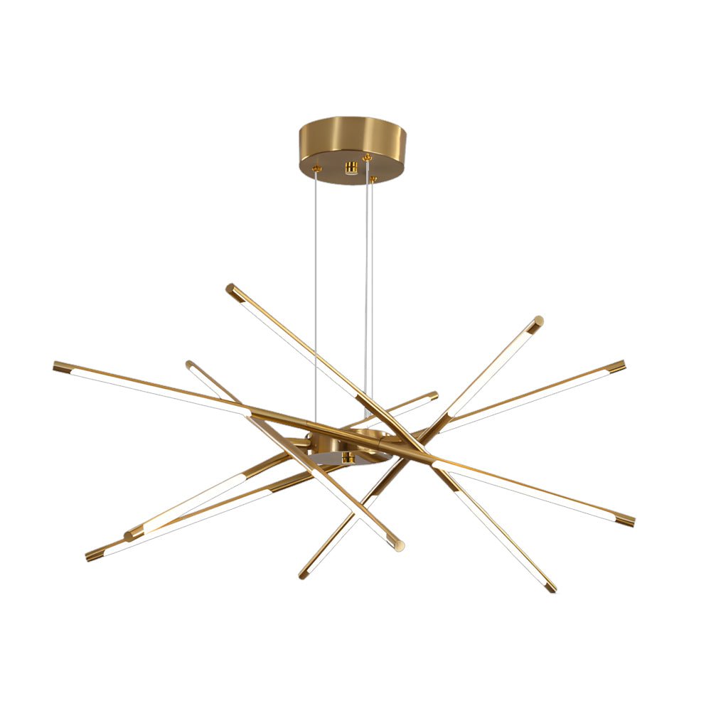 Linear Sputnik LED Chandelier with Remote Dimming in Gold and Black