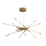 Linear Sputnik LED Chandelier with Remote Dimming in Gold and Black