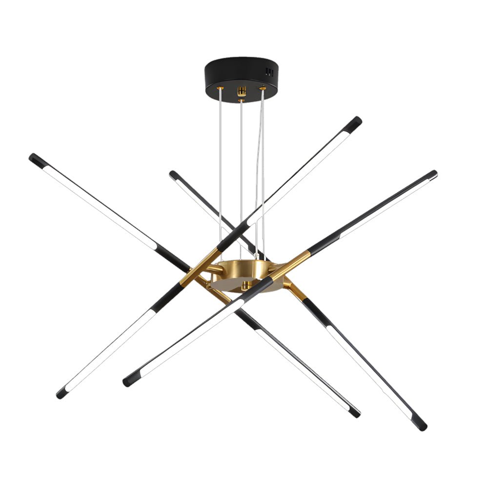 Linear Sputnik LED Chandelier with Remote Dimming in Gold and Black