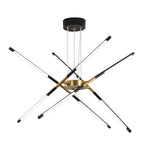 Linear Sputnik LED Chandelier with Remote Dimming in Gold and Black