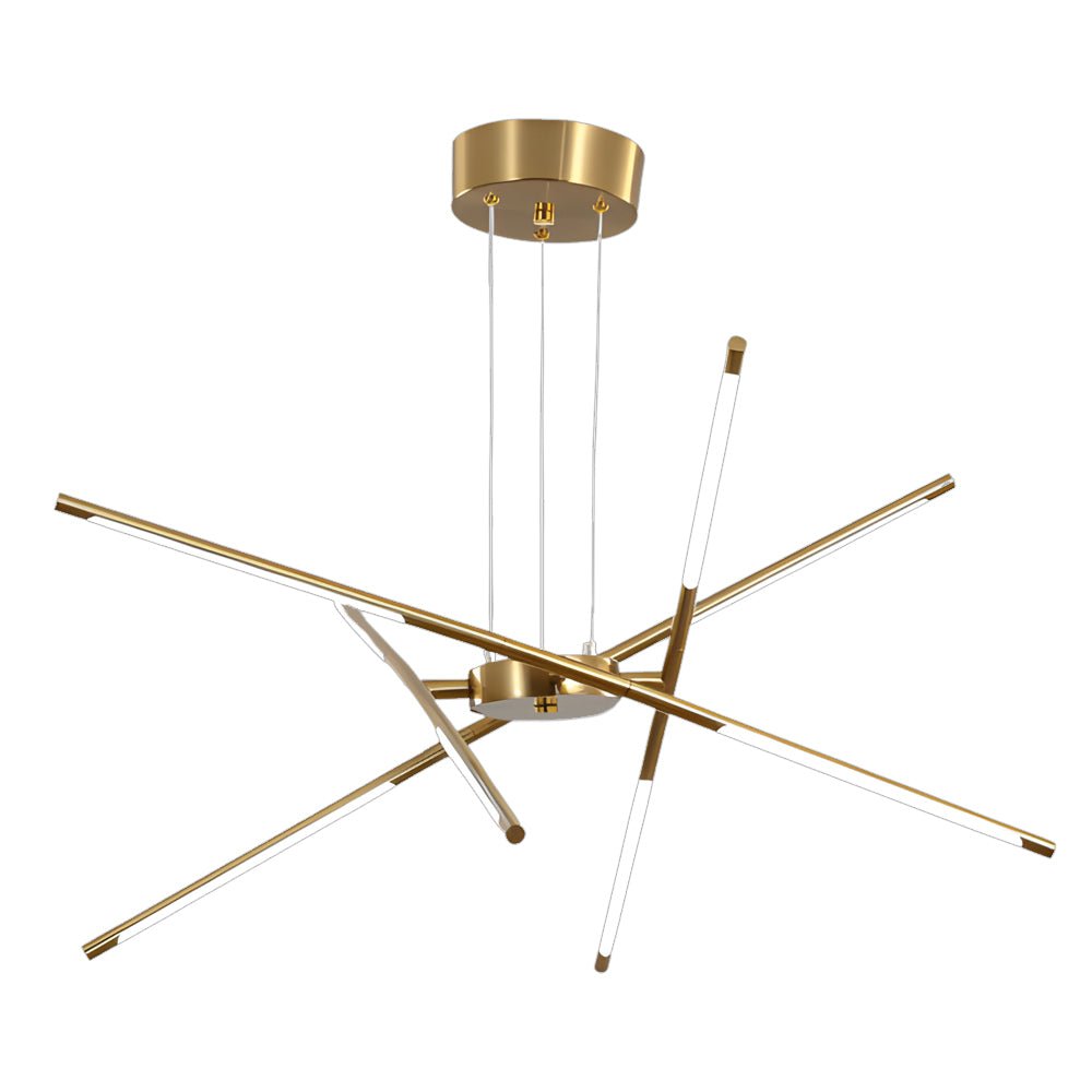 Linear Sputnik LED Chandelier with Remote Dimming in Gold and Black