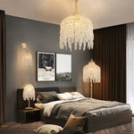 Teardrop Crystal Chandelier in Gold Finish, French-Inspired Ceiling Light